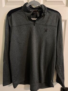 Spyder Active Men's Heather Charcoal Quarter-Zip Pullover - Size M